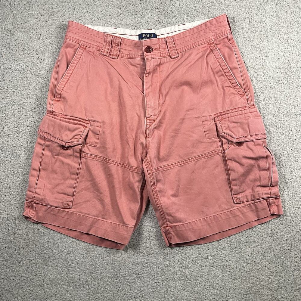 Polo Ralph Lauren Cargo Shorts Mens 34 Pink Heavy Cotton Twill Utility Military